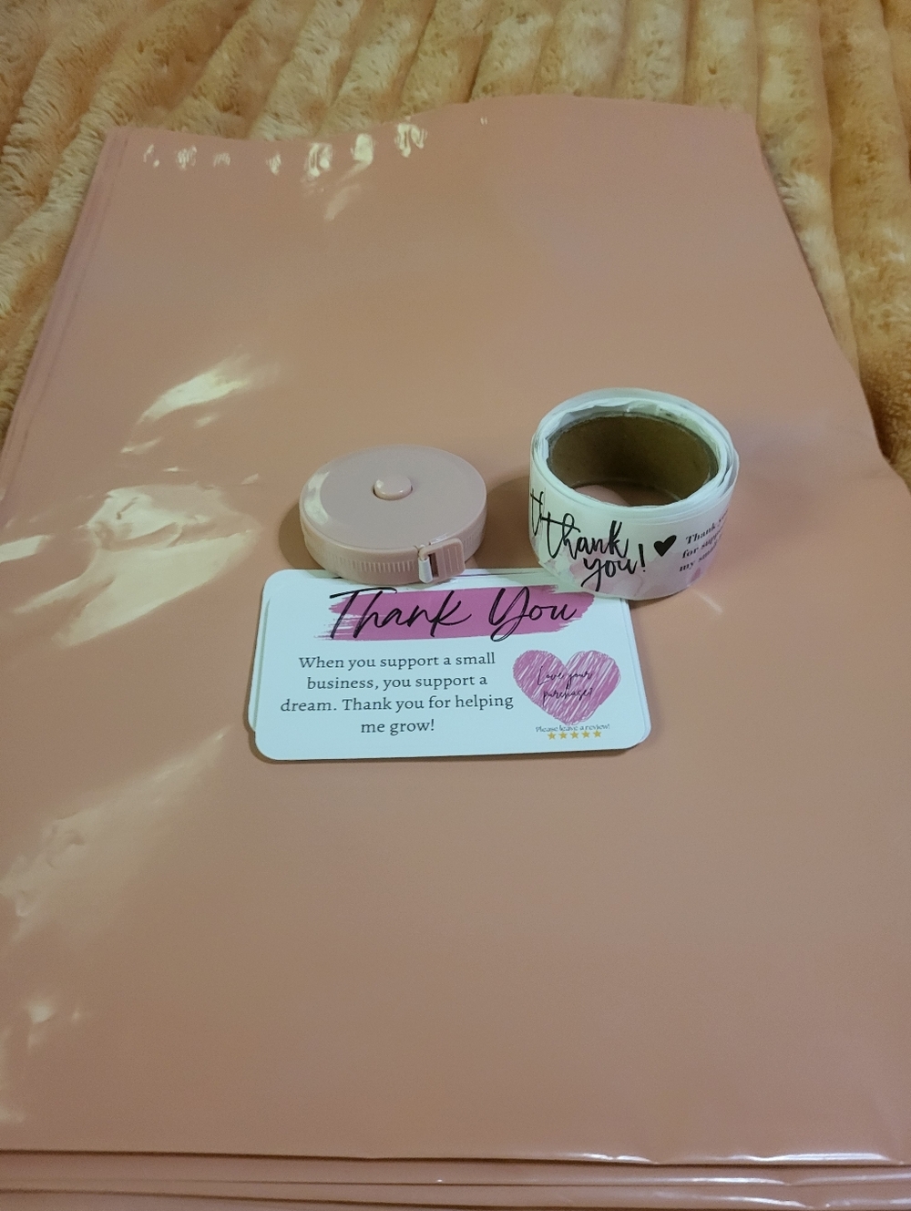 Polymailers Sticker Tape Measure & Thank You Cards Shipping Bundle